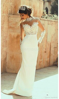 Fourreau/Column Col montant Manche longue Satin