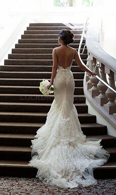 Trumpet/Sirène Spaghetti Avec bretelles Sans manches Tulle