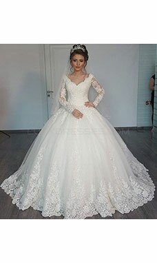 Mode de bal Festonné Manche longue Dentelle