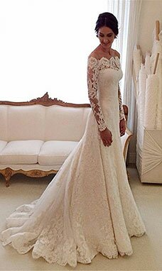 Trumpet/Sirène Festonné Manche longue Dentelle