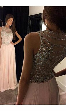 A-line Col U profond Sans manches Mousseline polyester Robe A-line Col U profond Sans manches Mousseline polyester Robe