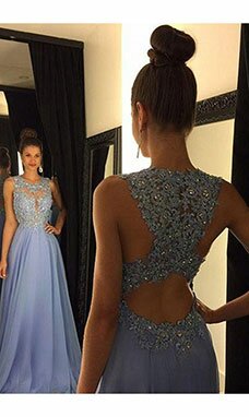 A-line Col U profond Sans manches Mousseline polyester Robe A-line Col U profond Sans manches Mousseline polyester Robe