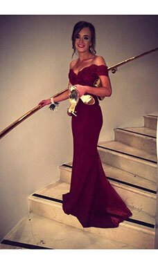 Trumpet/Sirène Épaule dégagée Sans manches Dentelle Robe Trumpet/Sirène Épaule dégagée Sans manches Dentelle Robe