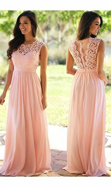 A-line Col U profond Sans manches Mousseline polyester Robe A-line Col U profond Sans manches Mousseline polyester Robe